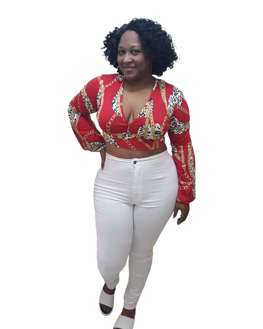 Bella Top - Red Chain Plus Size