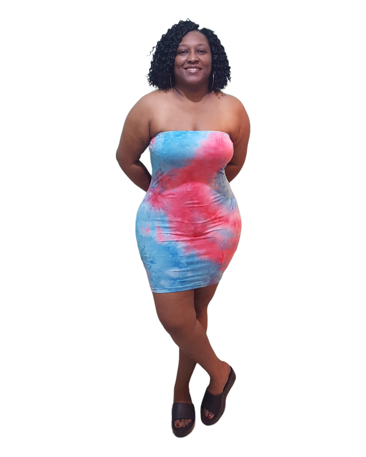 Small Steam Tube Dress - Pink & Blue Plus Size