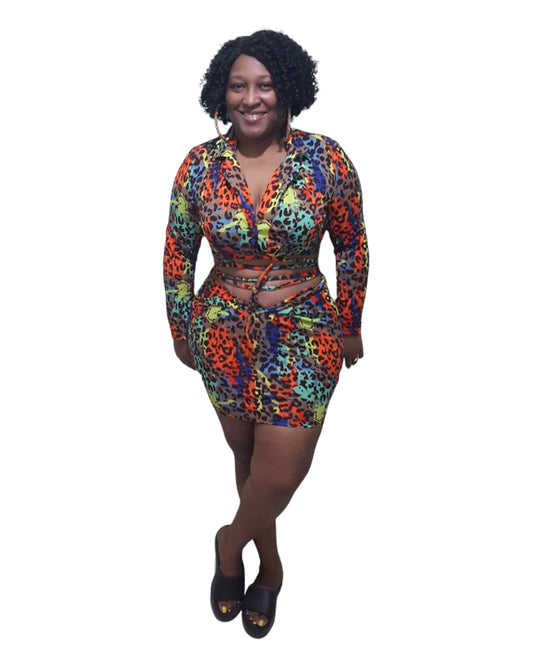 Swanky Leopard Skirt Set - Plus Size