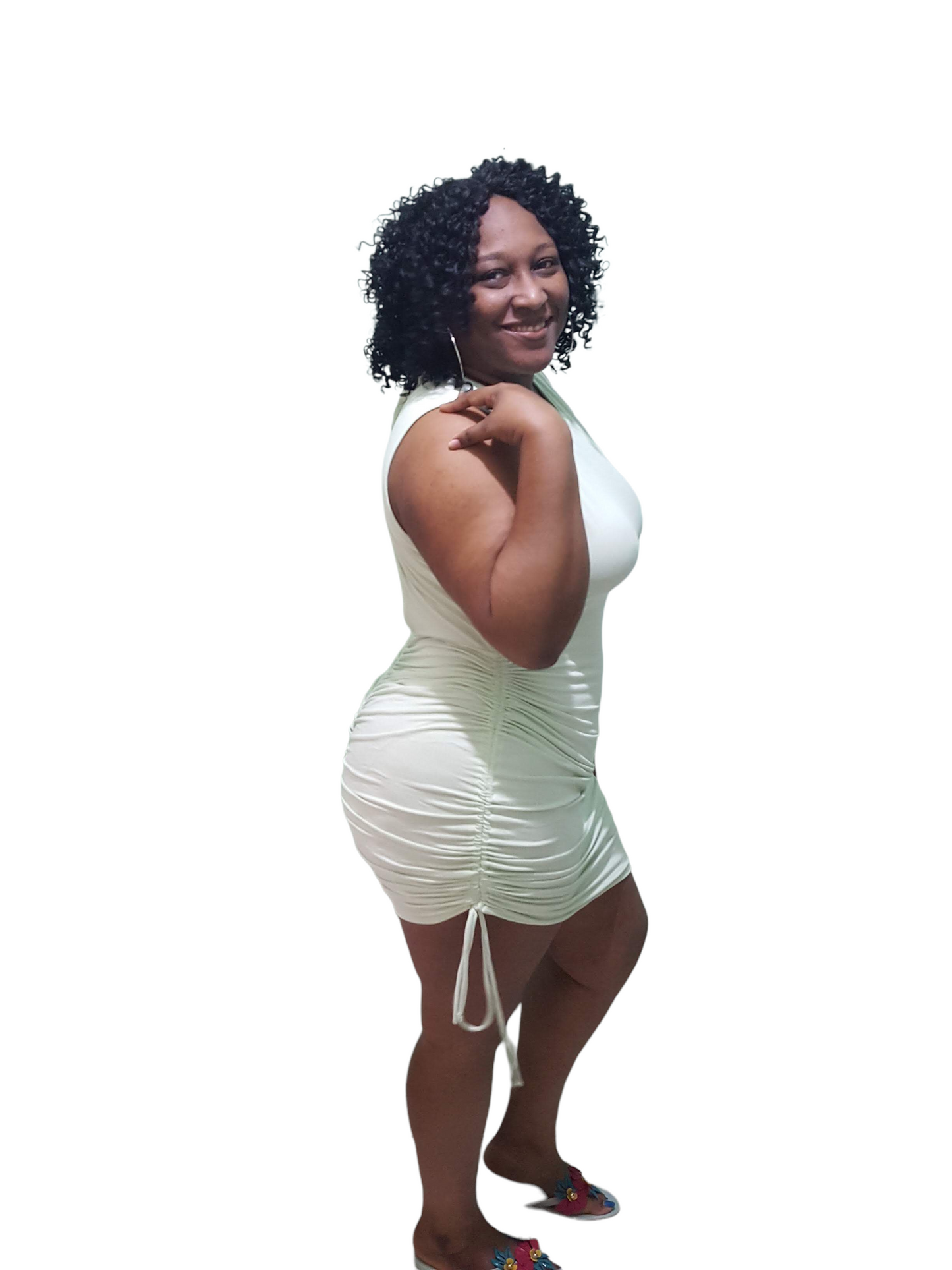 Back Out Ruched Dress - Sage Plus Size