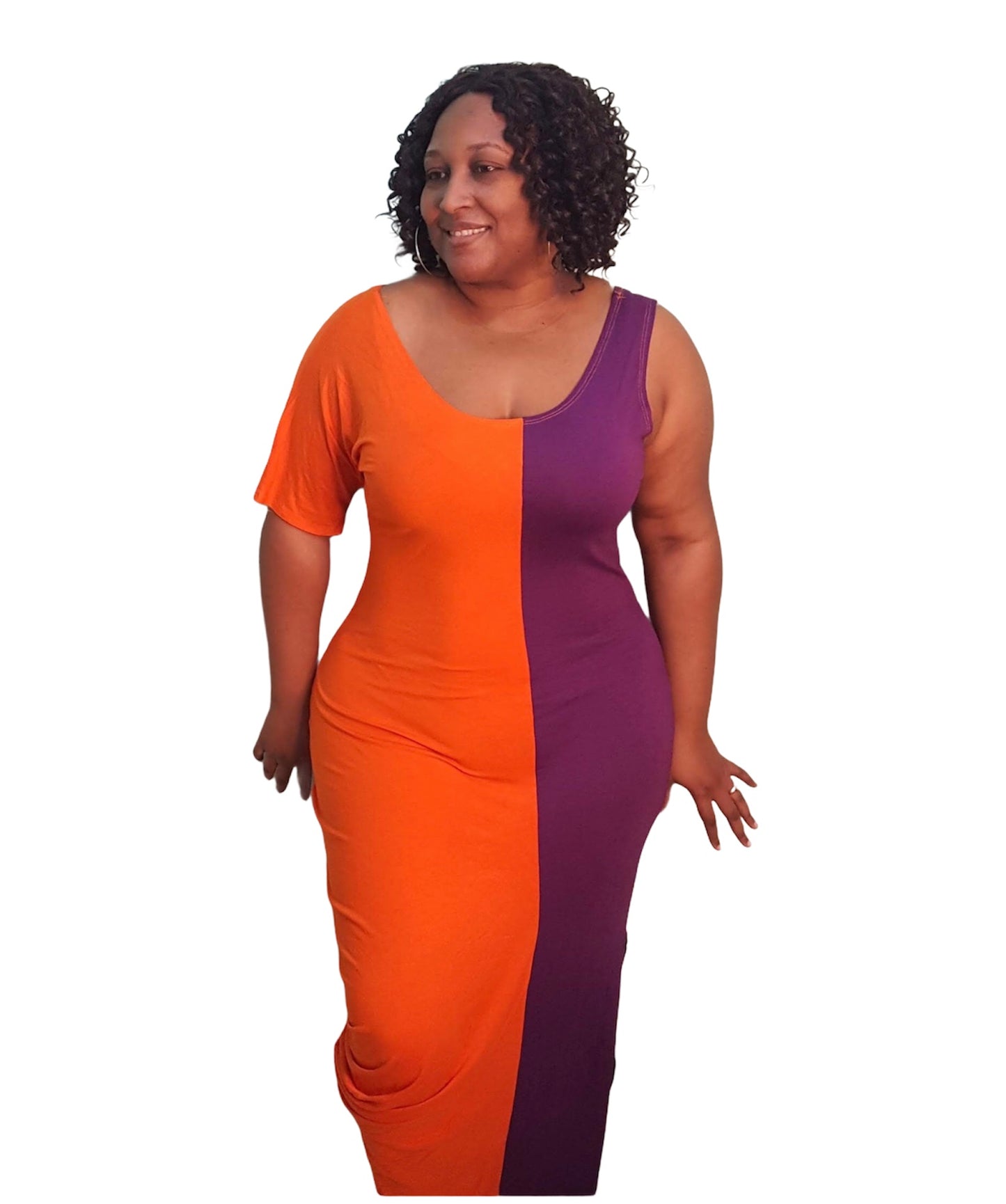 Best Maxi Dress - Orange and Purple Plus Size