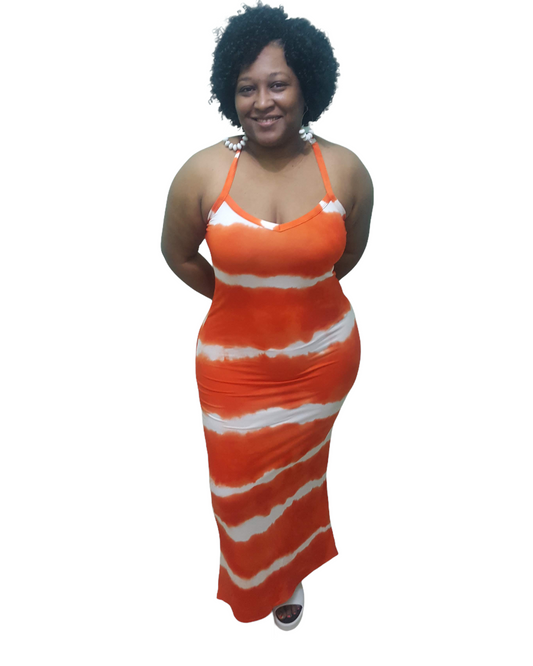 Racer Maxi Dress - Orange Plus Size