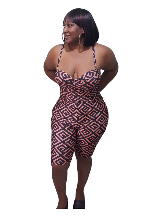 She’s Back Biker Outfit - Brown and Black Plus Size