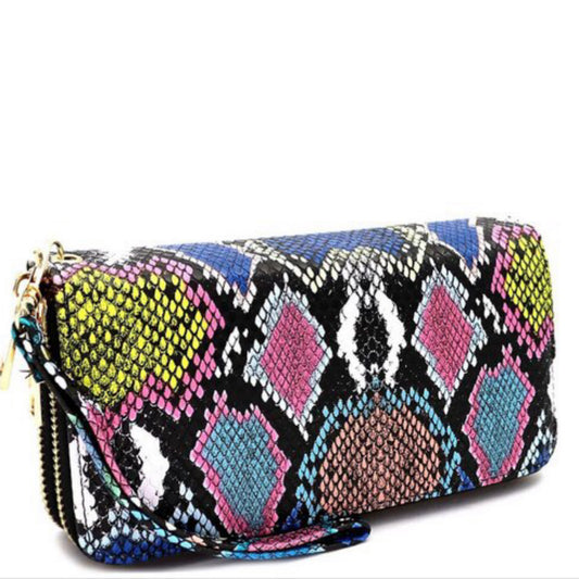 Multi Graffiti Wallet Wristlet - Snake Print