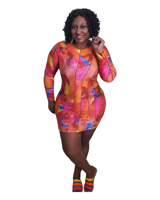 Look Back Mini Dress - Multi Plus Size
