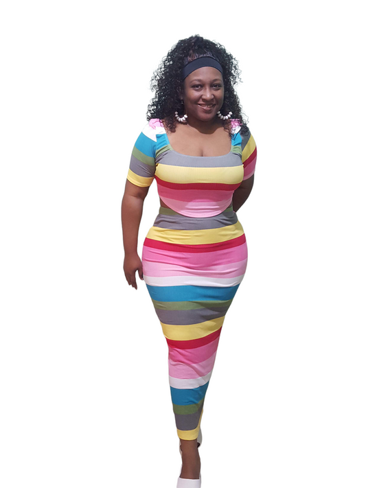 Lina’s Bday Collection Crop Me Top and Skirt - Stripe Plus Size