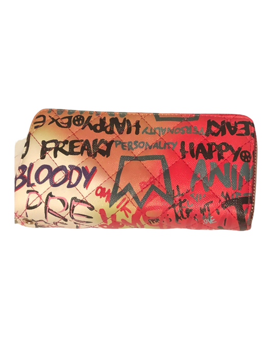 Multi Graffiti Wallet Wristlet - Red