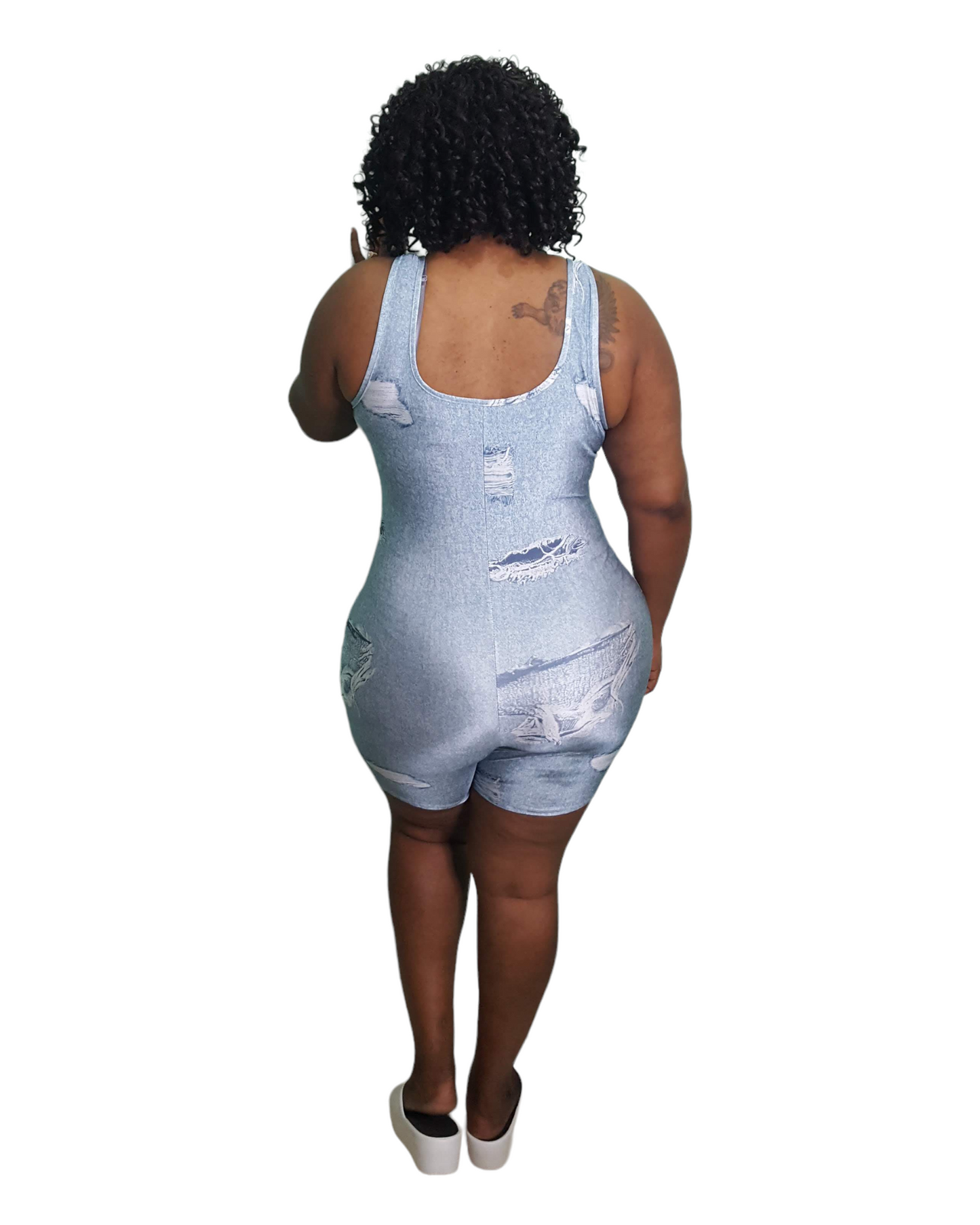 Curvy Diva Romper - Denim Print Plus Size