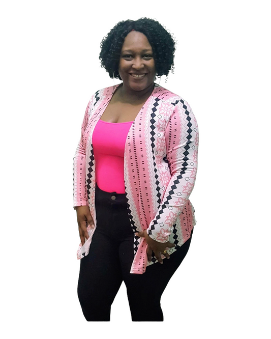 Diamond Abstract Cardigan - Pink
