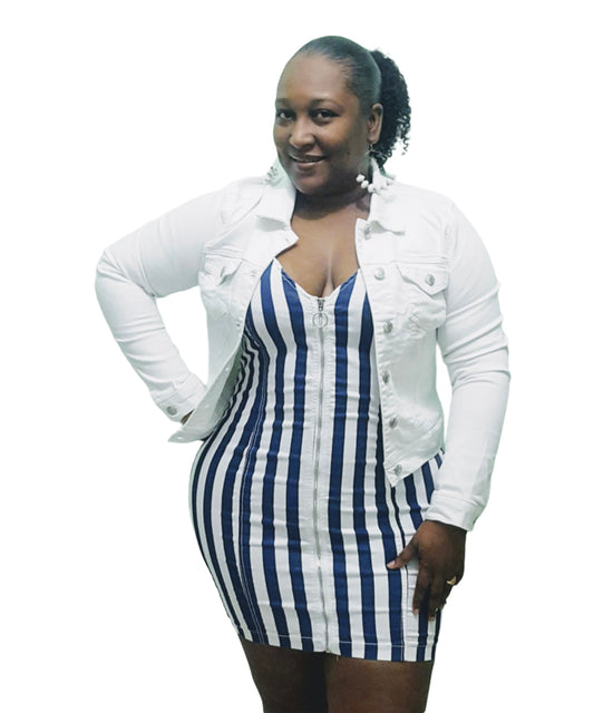 Denim Jacket - White Plus Size