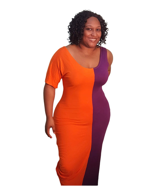 Best Maxi Dress - Orange and Purple Plus Size