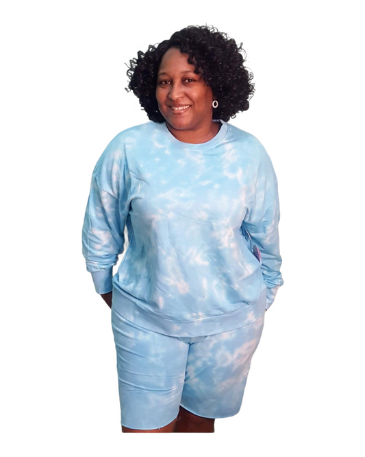 Cool Water Tie Dye Top and Bermuda Pant - Plus Size