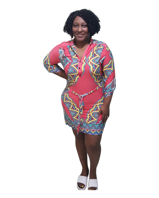 Brunch Dress - Coral Plus Size