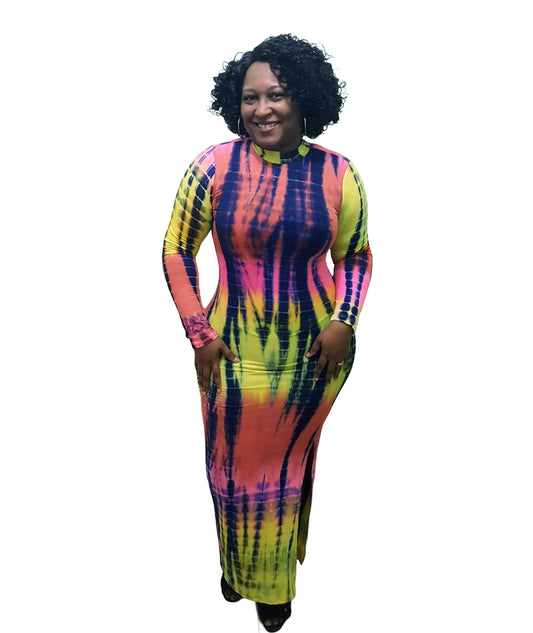 Vibing Tie Dye Maxi Dress - Multi Regular Size