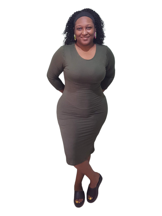 Simple Treasure Dress - Olive Plus Size
