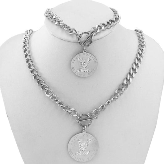 LV Rhinestone Necklace and Hand band