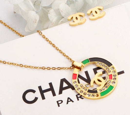 CC Tri Color Necklace and Earring