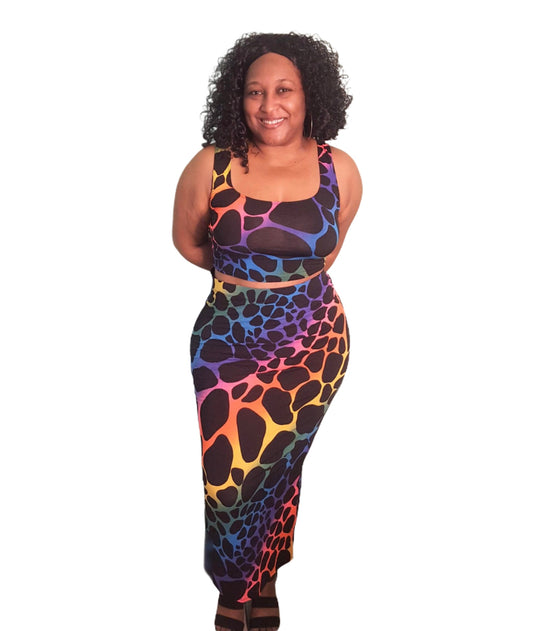 Night Life Crop Top and Skirt - Plus Size