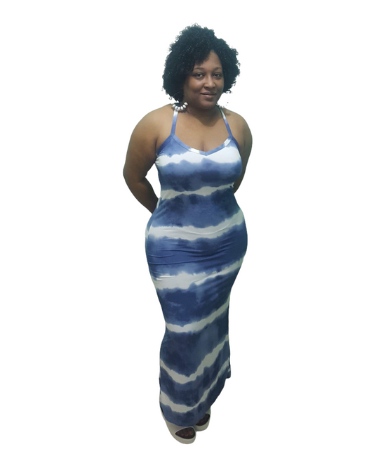 Racer Maxi Dress - Blue Plus Size