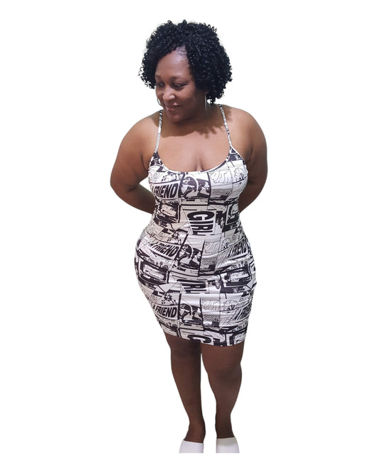 Static Mini Dress - Black and White Plus Size