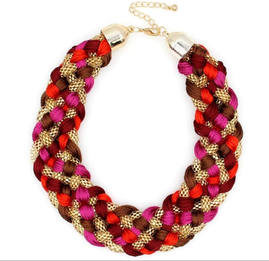 Pink Weave Necklace