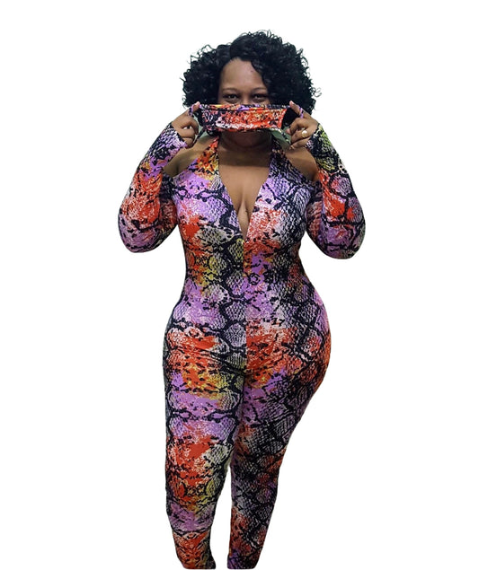 Snake Bite Jumpsuit with Mask - Plus Size