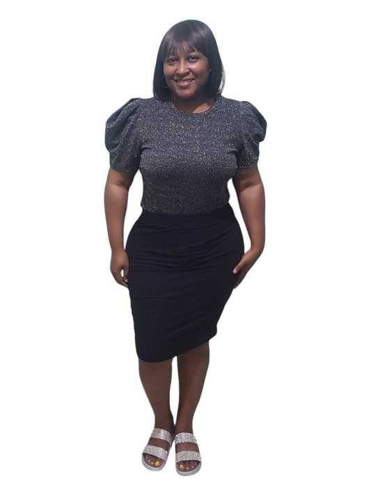 Pretty Glitter Body Suit - Silver Plus Size
