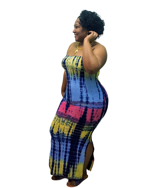 Tie Dye Maxi Dress - Neon Lime Regular Size