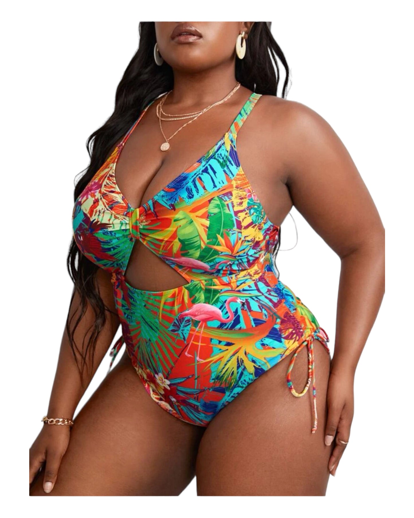 Beach Vibes One Piece Bikini- Orange Plus Size