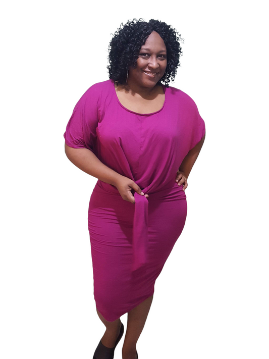 Effortless Tie Front Dress - Purple Plus Size