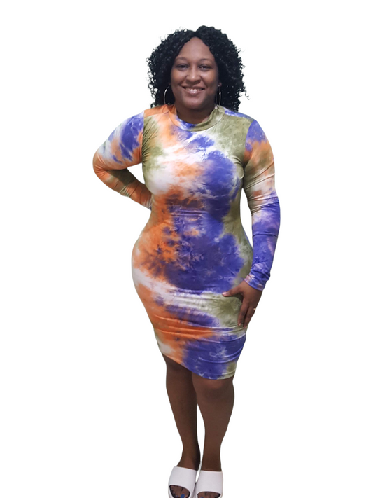 Chilli Tie Dye Dress - Olive Plus Size