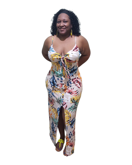 Hawaii Nights Maxi Dress - Tan Plus Size