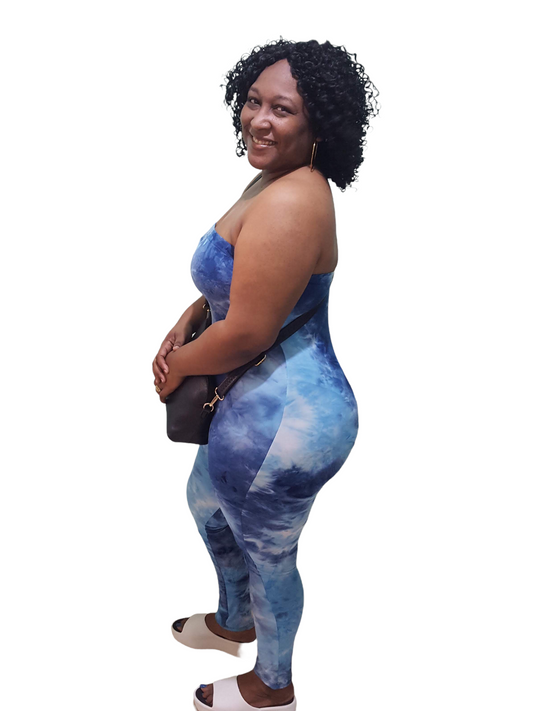 Fete-Ish Tube Jumpsuit - Blue Plus Size