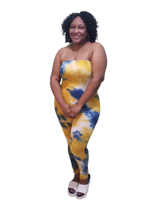 Fete-Ish Tube Jumpsuit - Mustard Plus Size