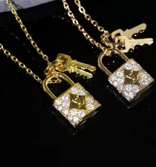 Lv Lock and Key Necklace