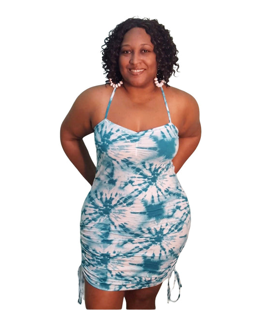 Not Raunchy Tie Dye Dress - Teal Plus Size