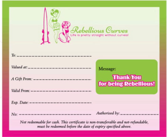 Rebellious Curves Gift Certificate