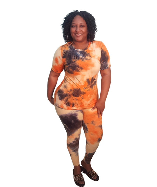 Sassy Biker Outfit Long - Orange Plus Size
