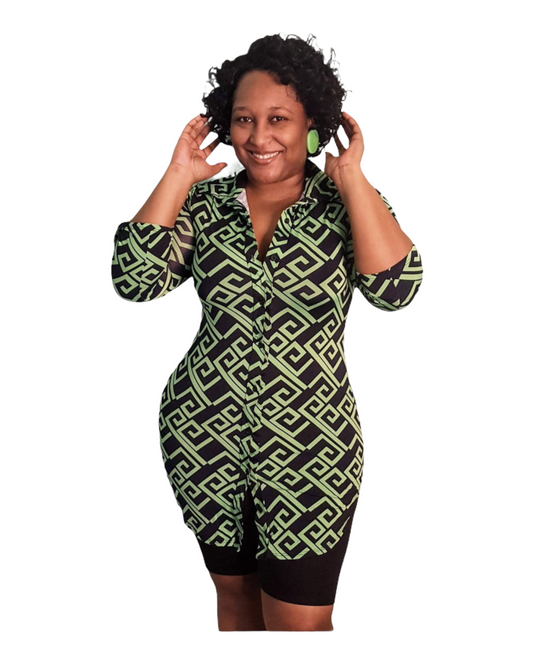 Macy Shirt Dress/ Shirt - Green Regular Size