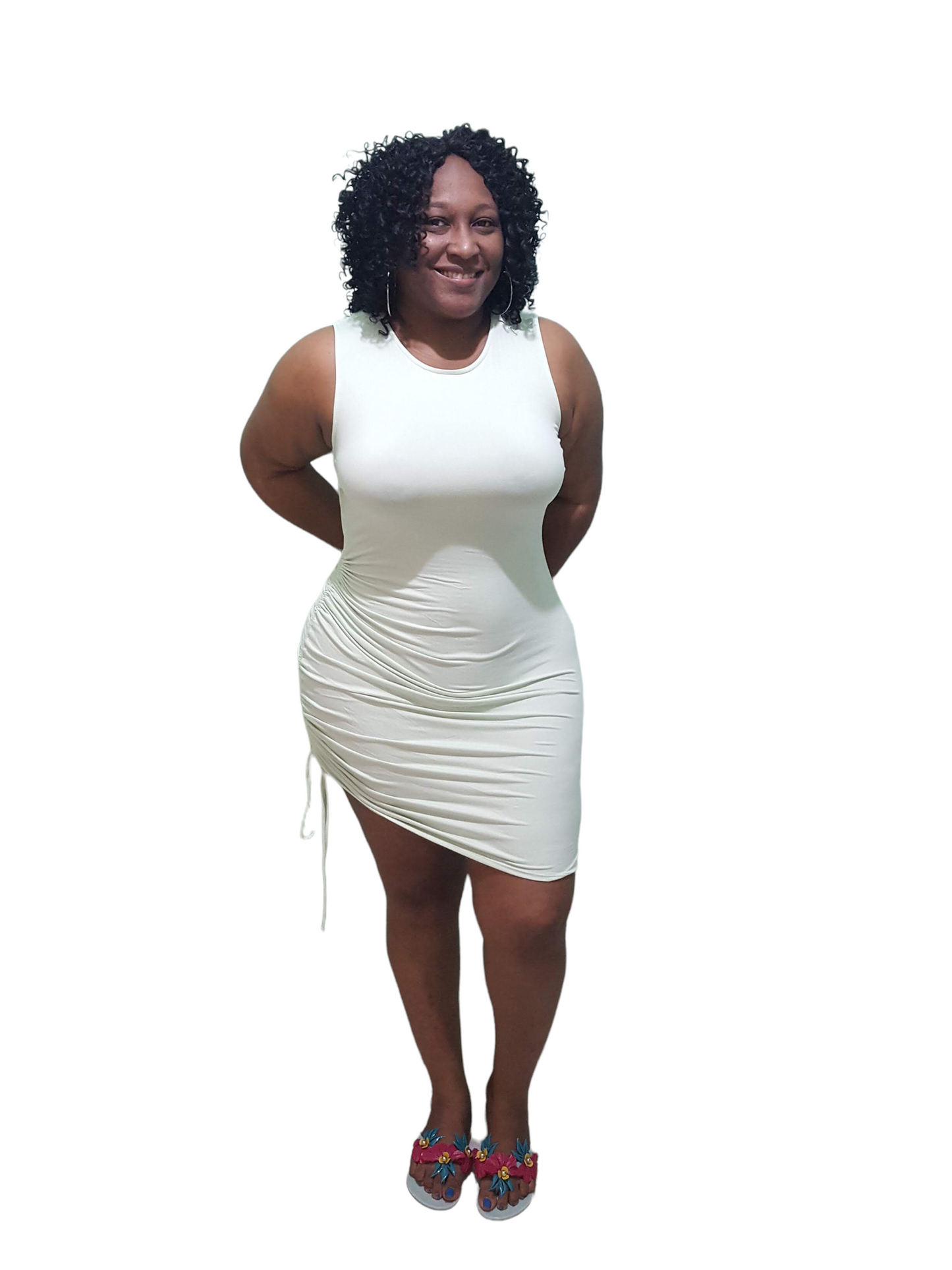 Back Out Ruched Dress - Sage Plus Size