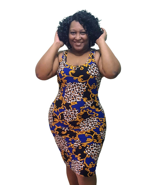 Blue Leopard Dress - Regular Size