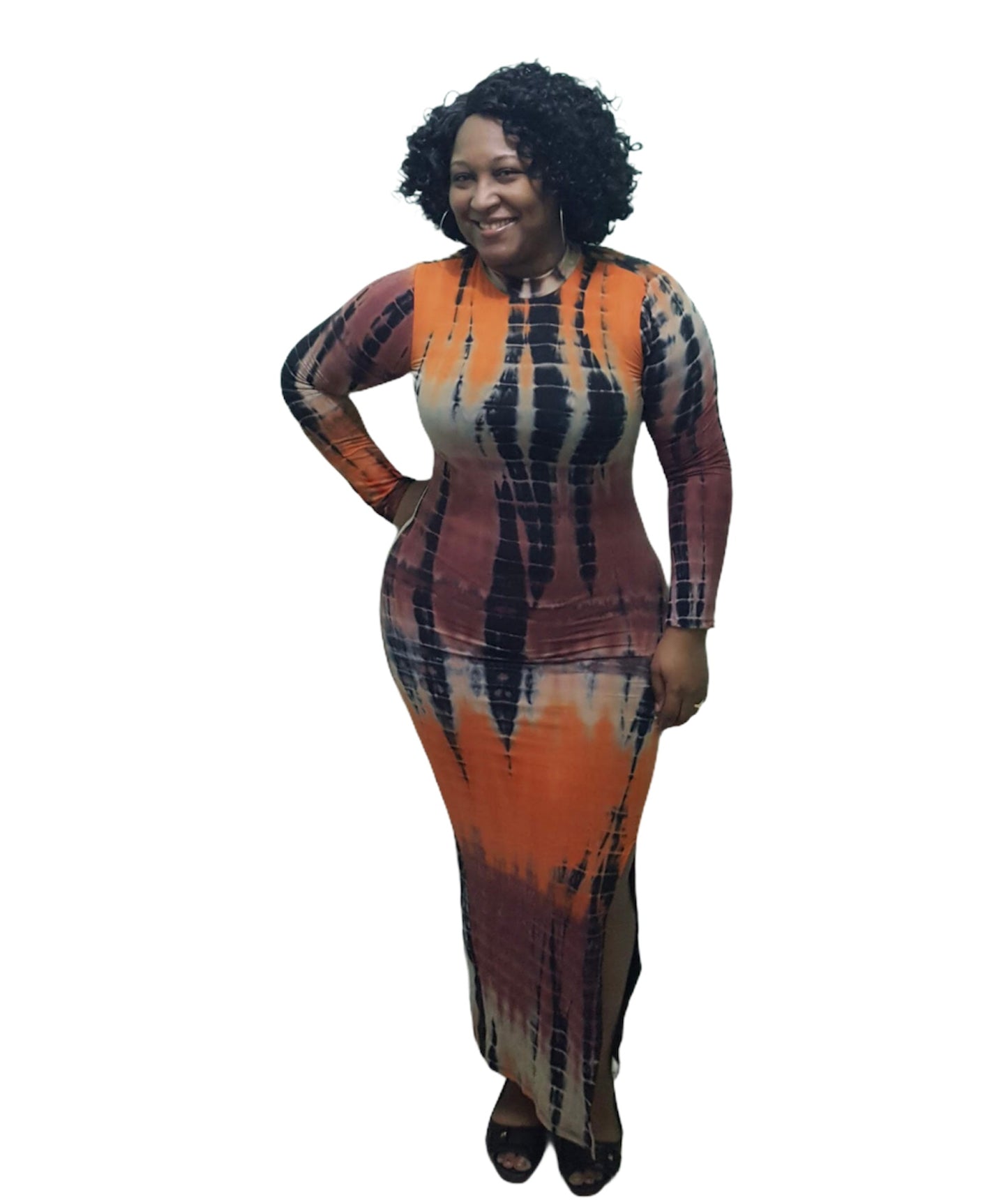 Vibing Tie Dye Maxi Dress - Rust Regular Size