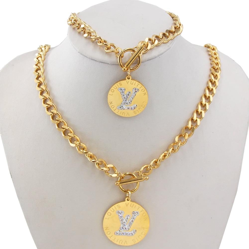 LV Rhinestone Necklace and Hand band