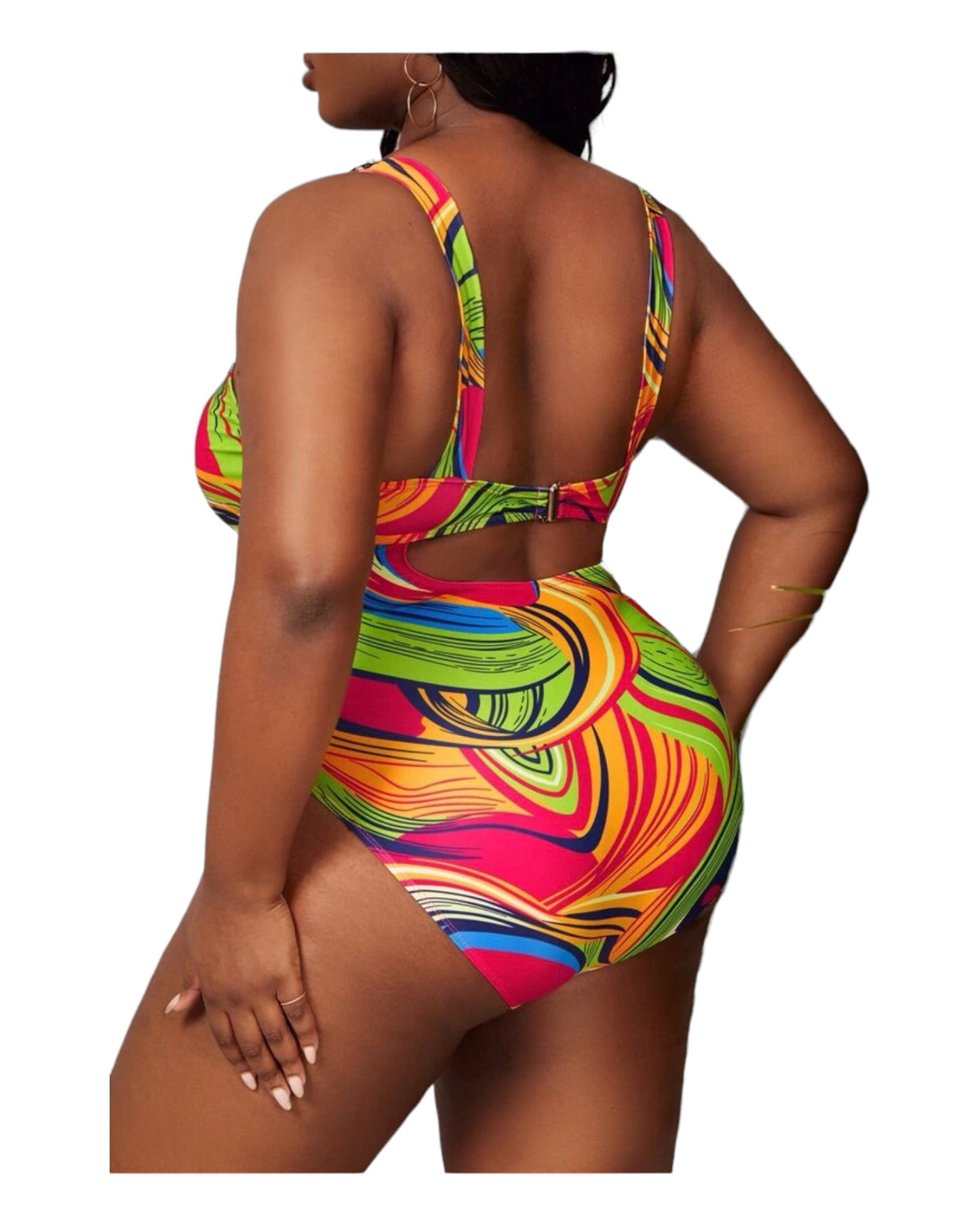 Beach Baddie One Piece Bikini- Multi Plus Size