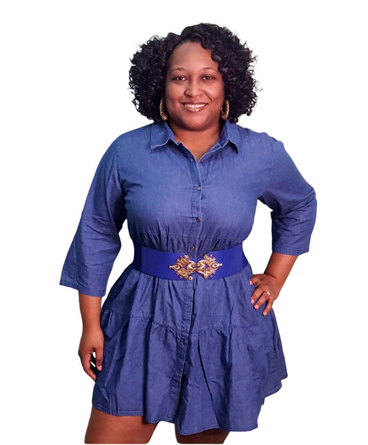 Danger Denim Dress -Medium Blue Plus Size