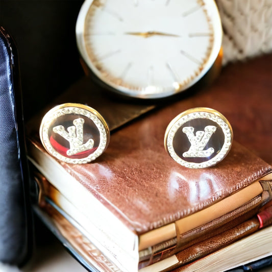 Lv Rhinestone Stopper Earring