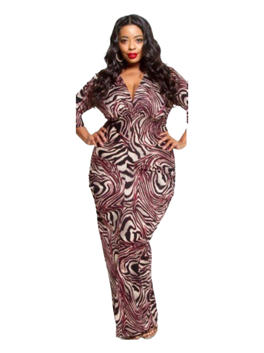 Safari Maxi Dress - Burgundy Plus Size