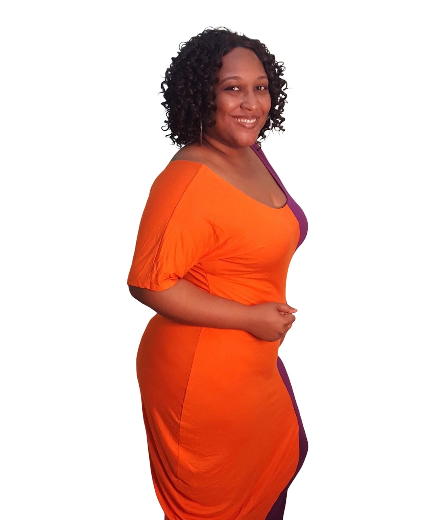 Best Maxi Dress - Orange and Purple Plus Size