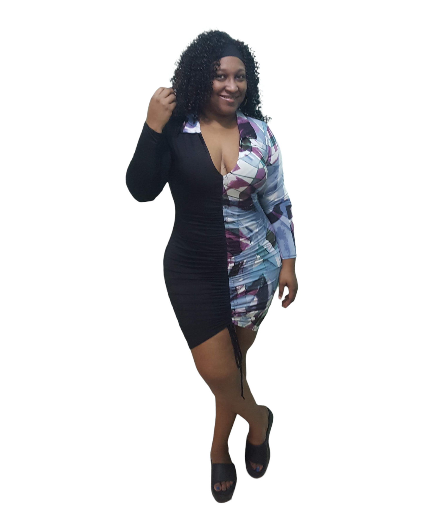 Scrunchie Mini Dress - Black Plus Size