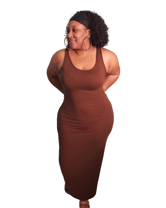 Maxi Mania Dress - Brown Plus Size